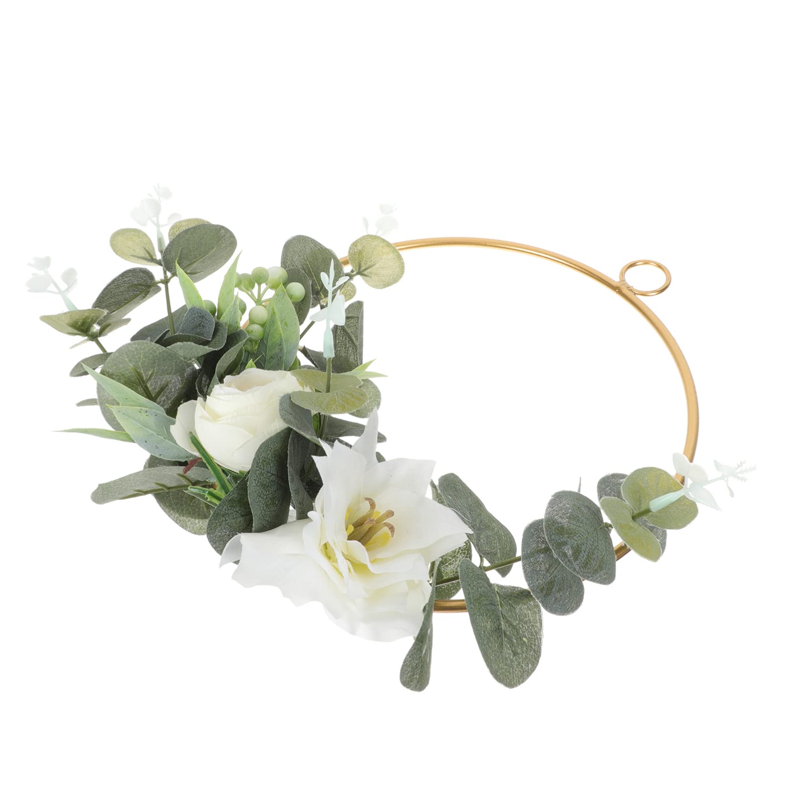Metal Floral Hoop Wreath Hanging Rings Artificial Flowers Eucalyptus Leaf Wreath Garland Spring Summer Wreaths Door Decorations for Wedding Home Farmhouse Porch Decortions