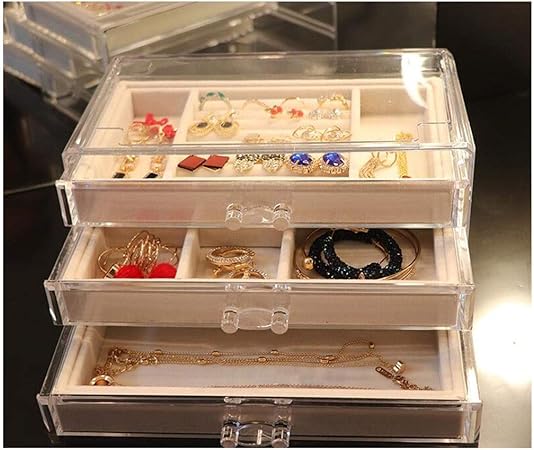 Caja de joyería - Soporte de 3 Capas para Collar y Pulsera con Anillo de Arete - Hebilla