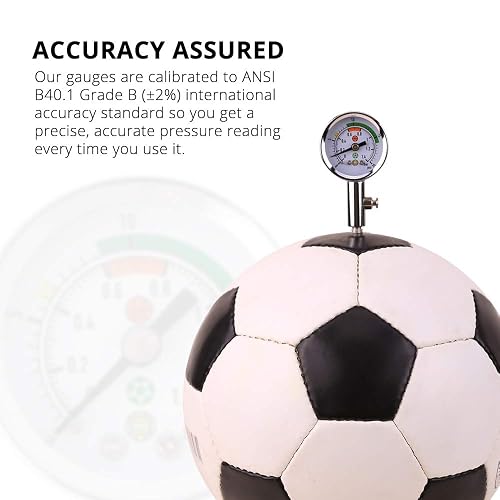 Manomètre Pour Ballon VBESTLIFE – Jauge De Pression En Acier Inoxydable, Précise, Pour Foot, Basket, Volley