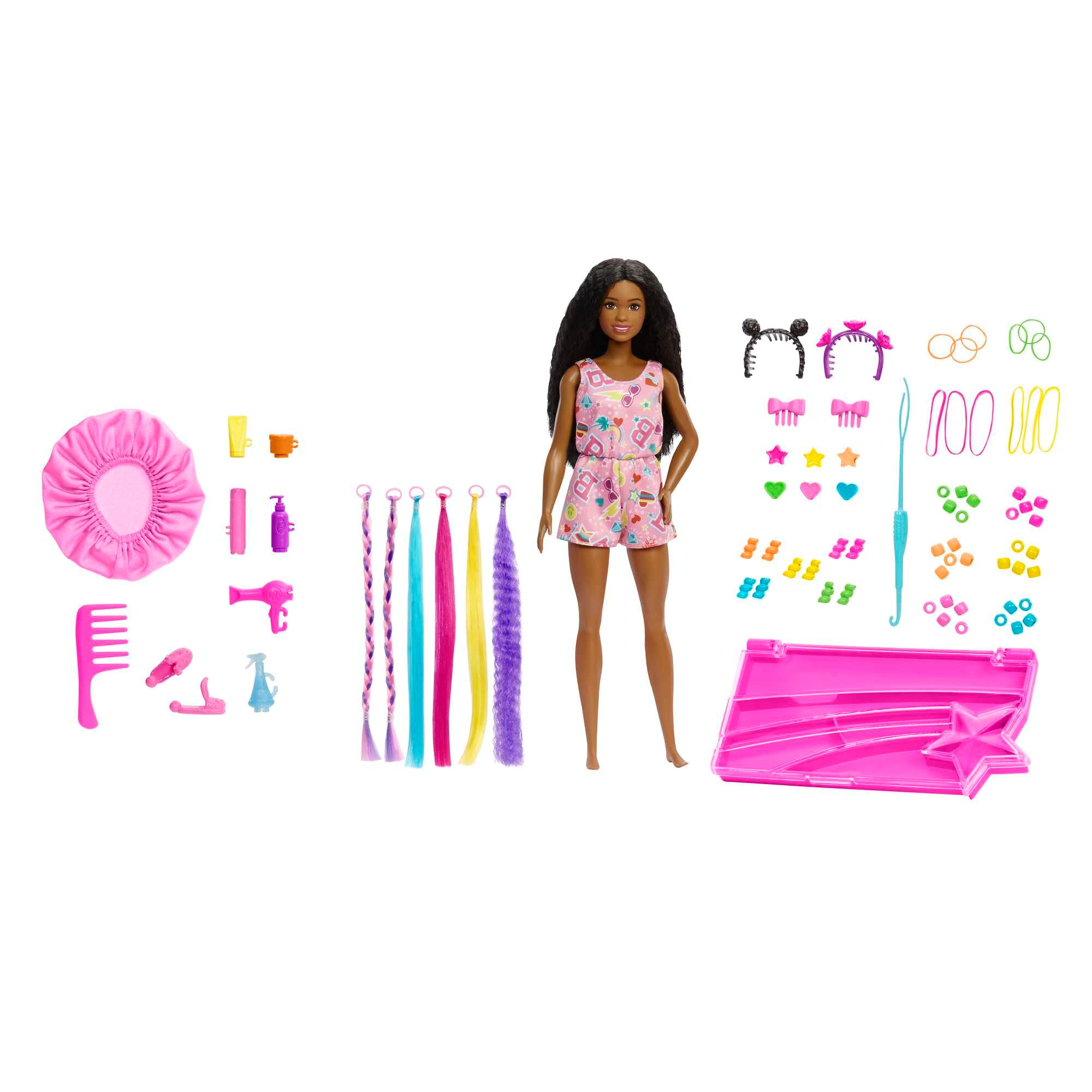 Barbie Life in the City Braid, Style & Care Playset with Barbie “Brooklyn” Roberts Doll and 50+ Hairstyling Accessories, 5 Year Olds & Up
