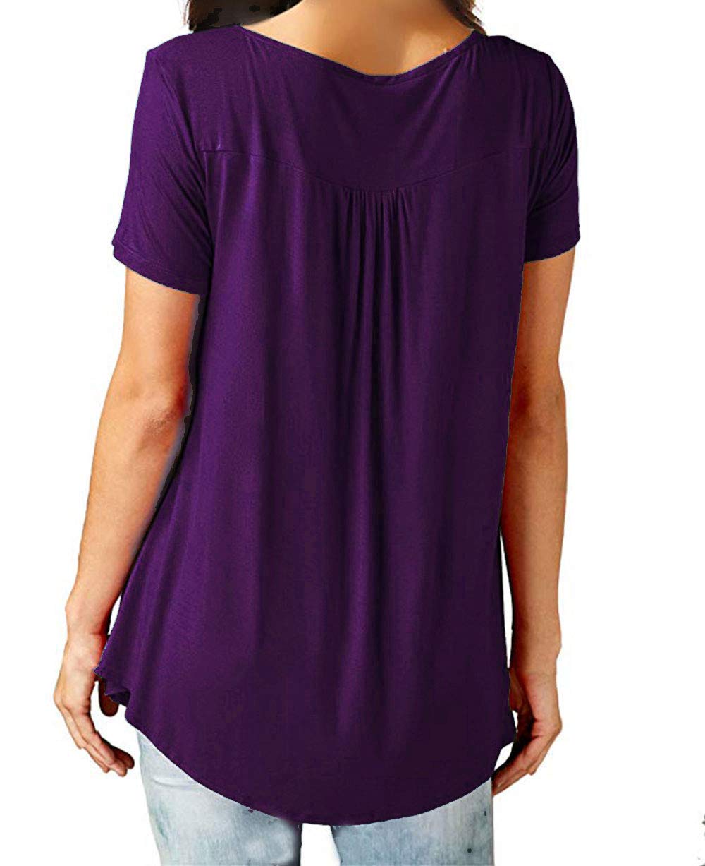 Eanklosco Women\'s Tops V Neck Floral Print Shirts Swing Ruffle Blouses Button up Tunic Casual Flowy Long/Short Sleeve