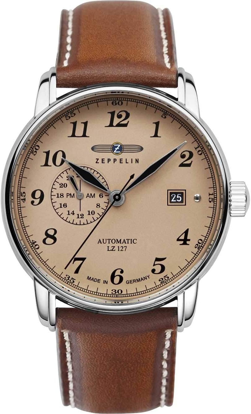 ZeppelinMen's Watch with Leather Strap - LZ127 GRAF Series - Automatic - 24 Hours - Date 8668