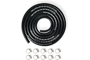YAMAKATO 5/16 Inch ID Fuel Line Hose Braided 6 Feet w/ 10 Clamps 8mm Braided Rubber Tubing