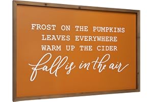 Bechivie 23.6×15.7Inch Fall Wall Decorations for Home, Large Wooden Fall Wall Art, Autumn Wall Decor，Farmhouse Fall Wood Framed Sign