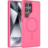 Hualele Magnetic for Samsung Galaxy S25 Ultra Case, Compatible with MagSafe, Military Grade Dropproof Translucent Matte Hard Back Slim Protective for Samsung S25 Ultra 5G Case, Hot Pink
