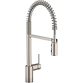 Moen Align Spot Resist Stainless Pulldown Kitchen Faucet, Single Hole, Modern Spring Style with Pre-Rinse and Power Boost Pull Down Sprayer, Easy Installation, 5923SRS