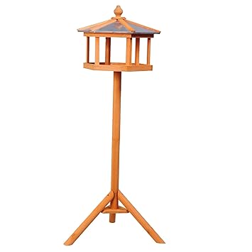 PawHut Vogelhaus Vogelvilla Futterhaus Vogelhäuschen mit Ständer und Zinkdach 110x40x40 cm