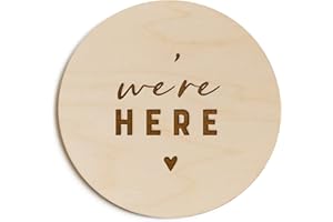 The Cotton & Canvas Co. We're Here Newborn Twin Baby Announcement, Nursery Sign, Nursery Decor, Baby Shower, Modern, Wooden Plaque, Birth Prop, We're Expecting