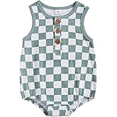 MoZiKQin Baby Boy Girl Clothes Newborn Checkered Bubble Romper Sleeveless Jumpsuit Infant One Piece Summer Outfit