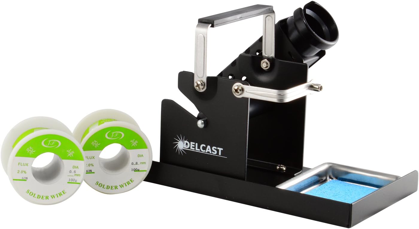 Delcast WST-2 Soldering Station with Solder Reel and Integrated Stand, Includes 200g 63/37 Solder Wire