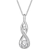 Aprila Women Infinity Necklace 925 Sterling Silver Twist Birthstone Pendant with Chain 5A Cubic Zirconia Jewelry