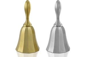 LUEYAO Hand Bell Pleasant Sound Zinc Alloy Call Bell for Alarm Service Pet Training Christmas Tin/Bronze 2 PCS