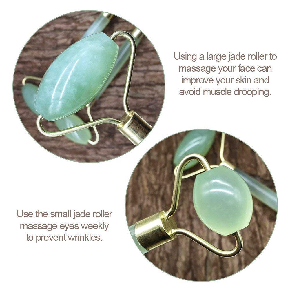 Zinnor (2 Pack) Jade Roller,Natural Jape Facial Beauty Massage Tool - Jade Roller Face Thin Massager | Face Body Head Neck Spa Massager Anti-Aging Cold Therapy