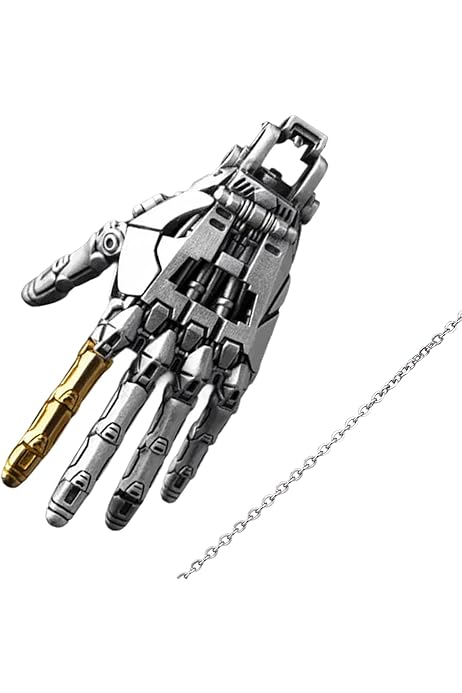 Steampunk Mechanical Bionic Hand Pendant - Movable Finger Robot Hand Necklace Or Keychain For Men & Women