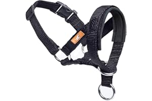 WINTCHUK Dog Head Collar, Fabric Padded Head Collar for Dogs to Prevent Pulling, Adjustable Dog Head Harness (L,Black)