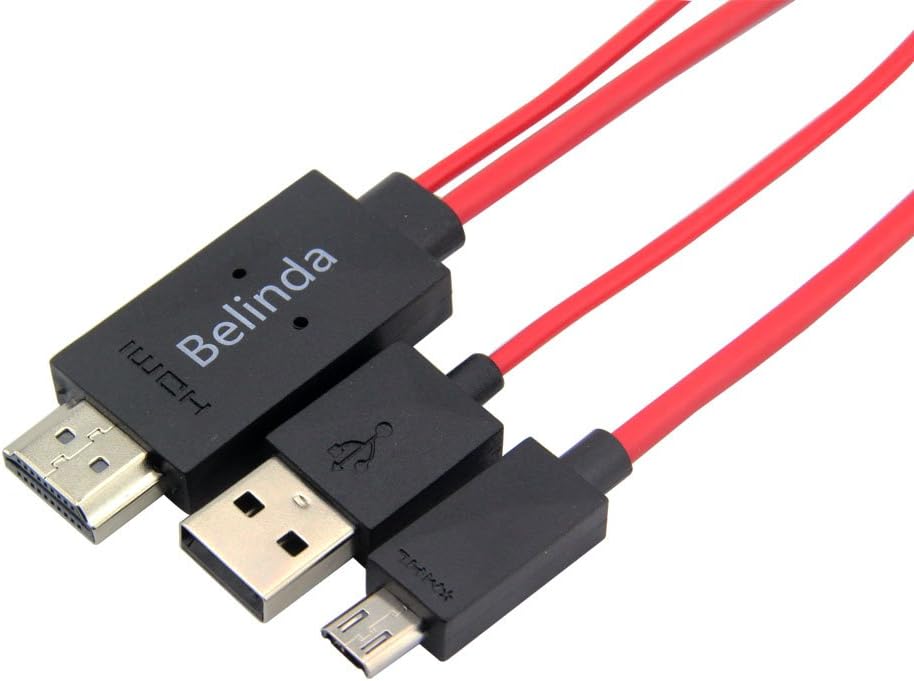 Belinda MHL cable,Micro USB to HDMI cable, MHL Micro USB to HDMI 1080P HDTV Adapter Cable with integrated USB Charging Cable for Samsung Galaxy S5/S4/S3,Note 3, Note 2, Note 8.0, Note 10.1