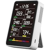 16-in-1 Indoor Air Quality Monitor, High-Precision Multi-Parameter Smart Air Quality Tester with HD Real-Time Color Screen, Portable Air Quality Monitor for Home, Office, Cars, Bedroom (Pure White)