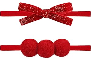 ONENINEDREAM 2.5'' 2PCS Green Hair Bows Red Christmas Hair Accessories Glitter Mini Baby Bow Girls Christmas Outfit Toddler H