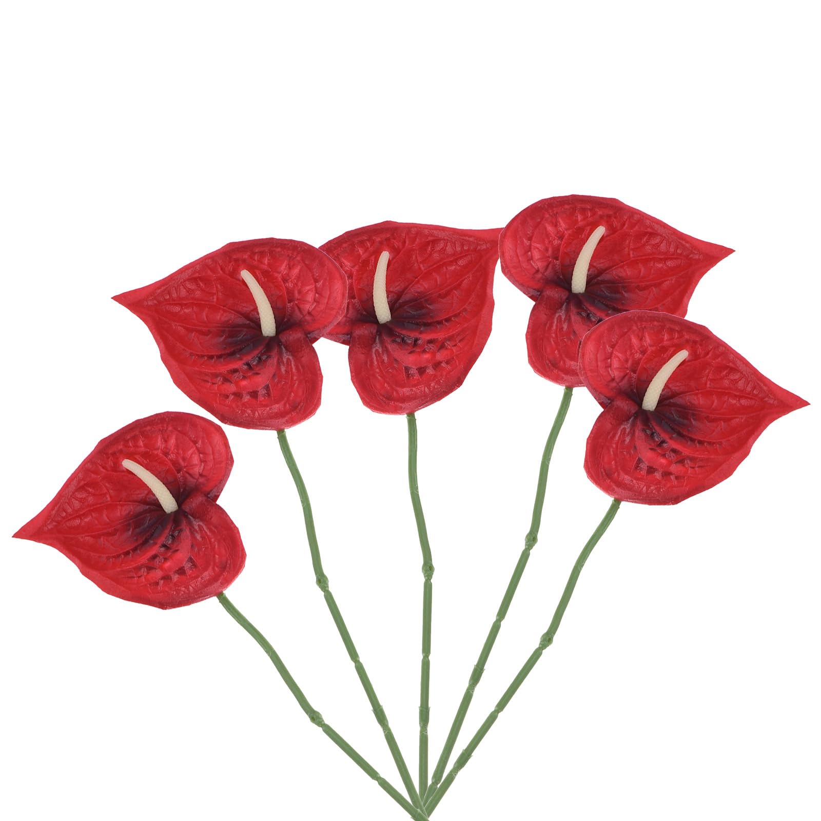 PATIKIL 13" Artificial Anthurium Lily Flowers, 5 Pack Permanent Flower Floral Arrangements Bouquet for Home Decor Bridal Wedding Festival Party, Black Red