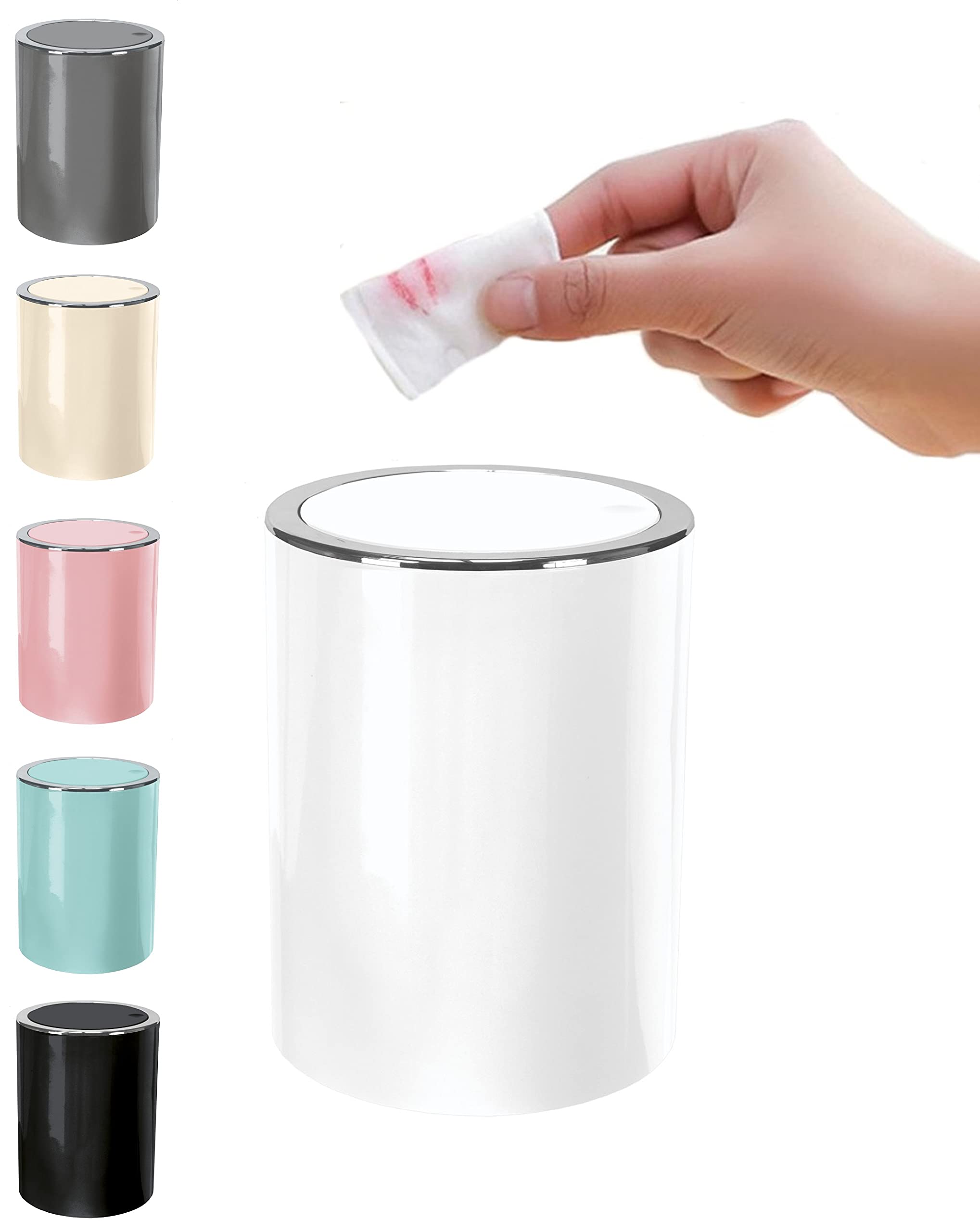 KW "Clappe 1.7Ltr Counter Top Waste Bin/Mini Swing Bin/Compost Bin (White)