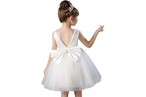 KAQININI Flower Girl Dress Kids Satin Tulle Wedding Guest Party Birthday Bridesmaid Communion Pageant Prom Ball Gown Maxi