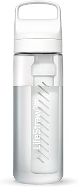 LifeStraw Go Series Water Filter Bottle 22oz Polar White BPA-Free