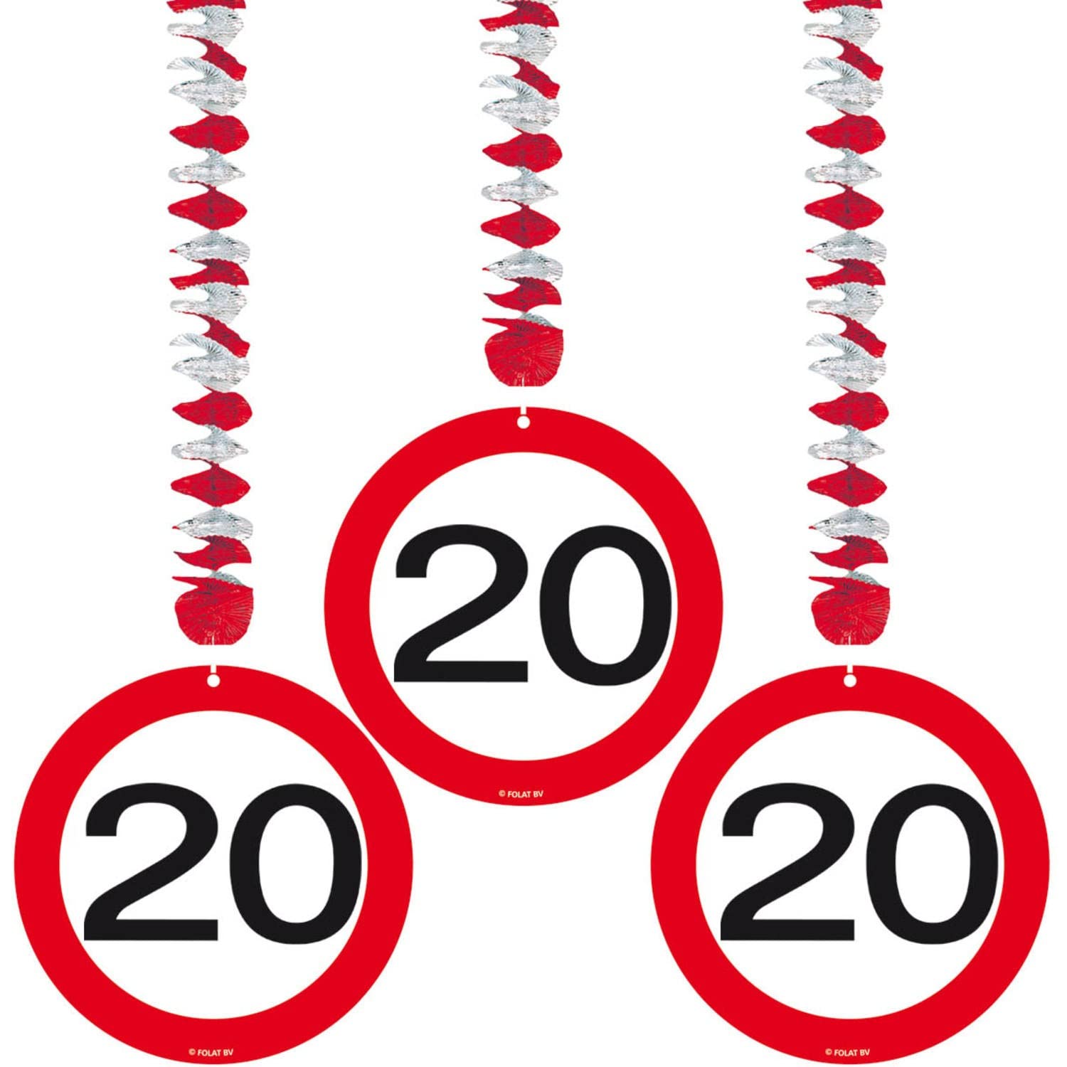 Folat - 20th Birthday Traffic Sign Hangers - 3 pieces