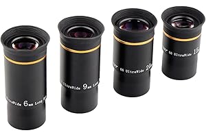SVBONY Telescope Eyepiece Fully Mutil Coated 1.25 inches Telescope Lens 6mm 9mm 15mm 20mm Eyepiece Kit 66 Degree Ultra Wide A