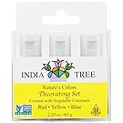 India Tree Natural Decorating Colors, 3 bottles(red,yellow,blue)2.25 oz/63 grams