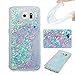Urberry Galaxy S6 Case, Running Glitter Cover, Creative Design Flowing Liquid Floating Luxury Bling Glitter Sparkle Hard Case for Samsung Galaxy S6 with a Screen Protector (YB-Pink&Blue)