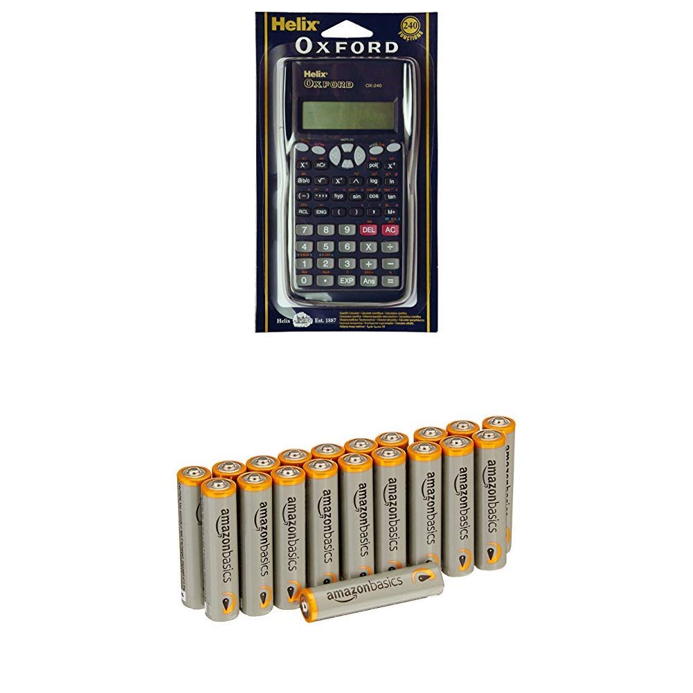 Helix Oxford Scientific Calculator with Amazon Basics Batteries