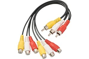 QDISHI AV Cable Splitter, 3 RCA Male Jack to 6 RCA Female Plug Splitter Audio Video Av Adapter Cable Composite Video Splitter Adapter Output Cables Cord