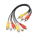 AV Cable Splitter, 3 RCA Male Jack to 6 RCA Female