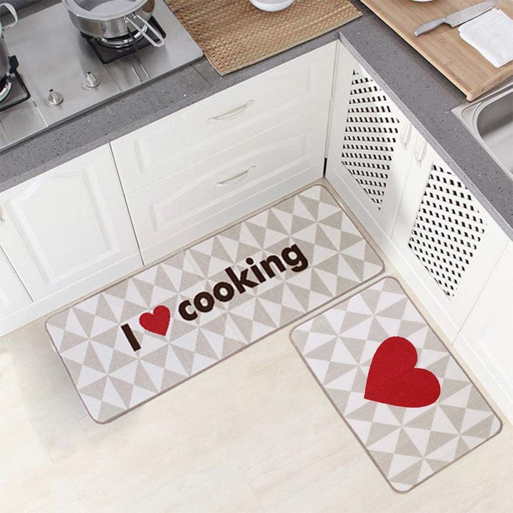 MOROTOLE Kitchen Rugs Set Non Skid Rubber Backing Doormat Runner Rug Set 2 Piece(19.7"x31.5"+19.7"x47.2")