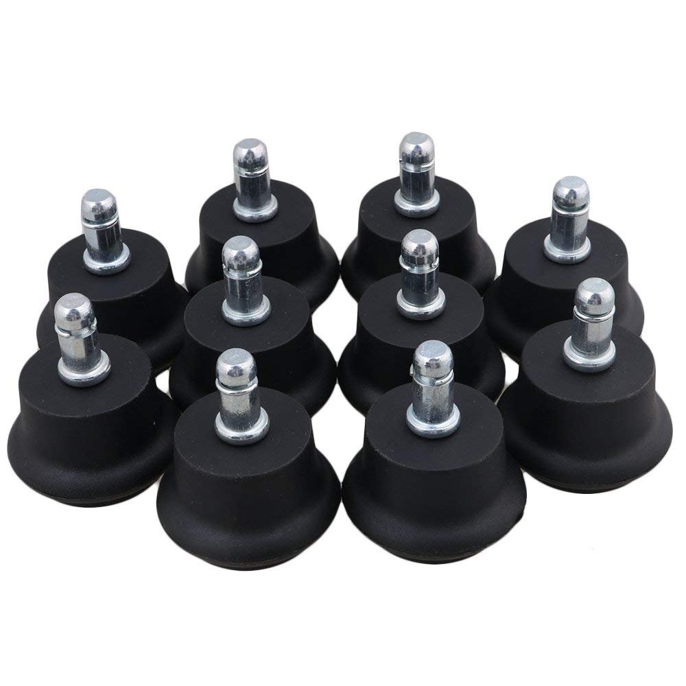 10PCS Low Profile Bell Glides 2" Overall Height Replacement Office Desk Chair or Stool Swivel Caster Wheels,Easy Conversion from Wheeled Casters to Stationary Feet to Protect Hardwood Floor