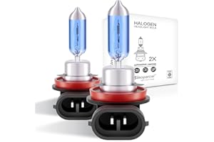 Sinoparcel H11 Halogen Low Beam Headlight or Fog Light Bulb 5000K, Brighter Replacement for Standard 55W Bulb, Pack of 2