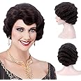 REEWES Long 1920s Wig Finger Wave Wig Curly Short Wig Vintage Wigs For Women Lady