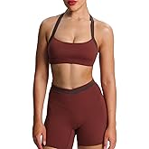 Aoxjox Women's Color Block Halter Workout Sports Bras Fitness Athletic Vanessa Bra Yoga Crop Tank
