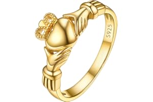 PROSILVER 925 Sterling Silver Claddagh Ring/Celtic Knot Ring for Women, Irish Wedding Band, Rose Gold Plated/Gold Plated, Size 4-12, Come with Box