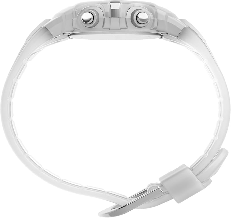 Sport Unisex-Armbanduhr, 33 mm, weißes Kunstharzarmband, digitales Zifferblatt, silberfarbenes Gehäuse TW5M61500