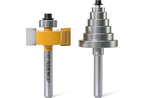 XDENGP Rabbet Router Bit Set 1/4 Shank, Rabbeting Router Bits 1pcs with 6 Bearings for Interchangeable and Adjustable Multi Depths Cutter 1/8", 1/4", 5/16", 3/8", 7/16", 1/2"