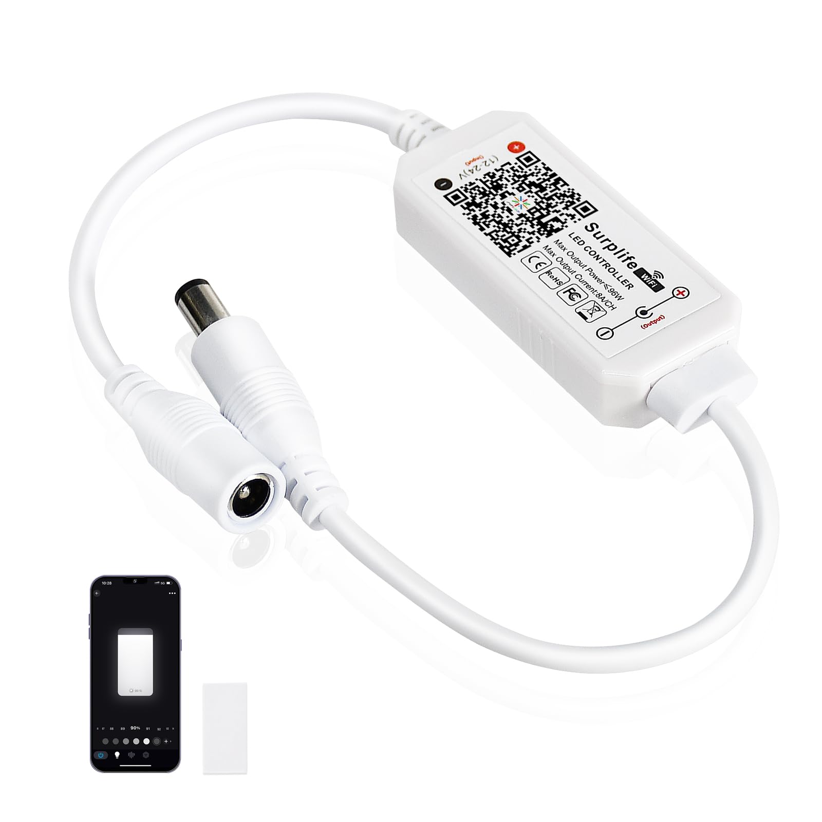 INDARUN Dimmable Led Strip Light Controller Warm White, Controlled by WiFi/App, Work with Alexa, Dimmer Controller for Android/iOS System 12V-24V, Support Voice Control, with Timing Function