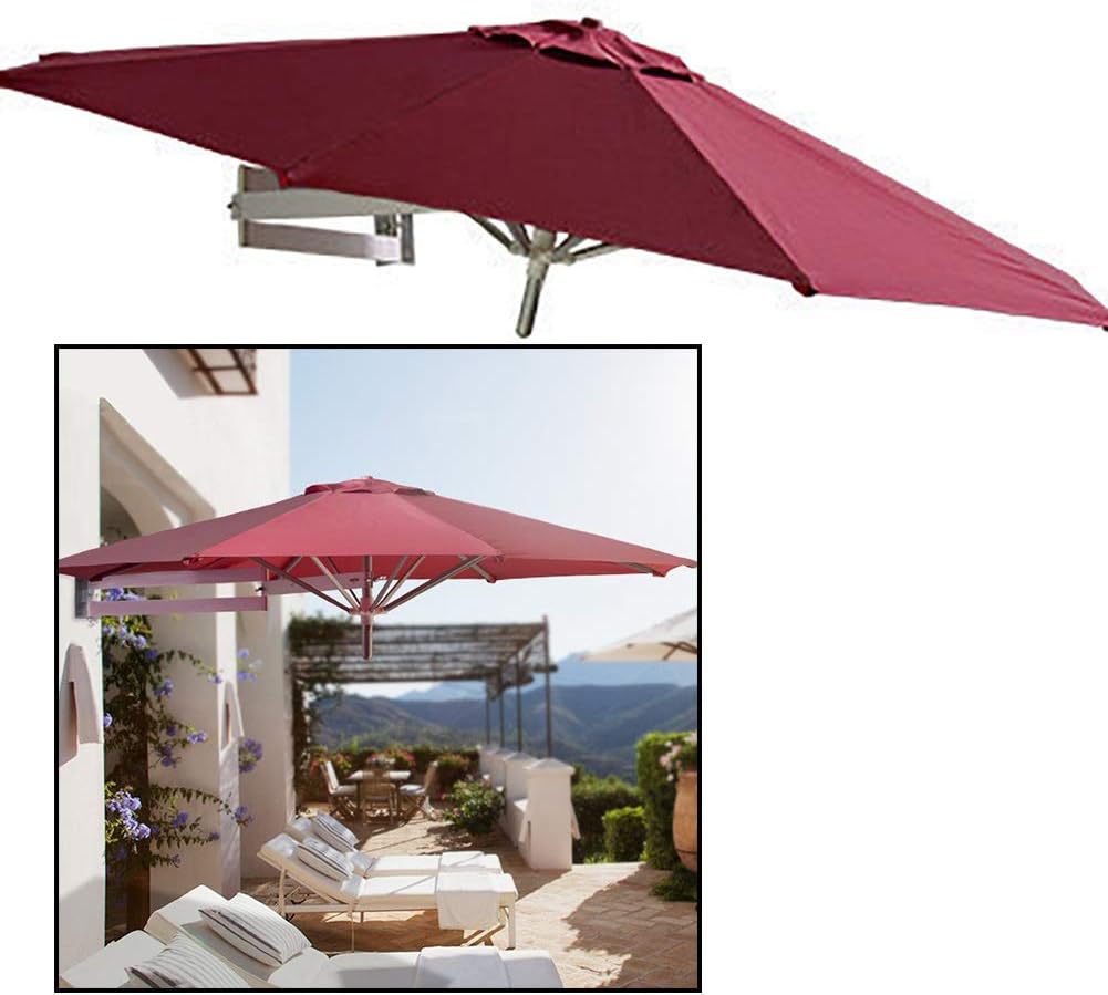 Amazon Com Wall Hanging Patio Umbrella Round Heavy Duty Sun Umbrella With Wind Ven Sun Protection Windproof Offset Umbrella Red Size 220cm Garden Outdoor