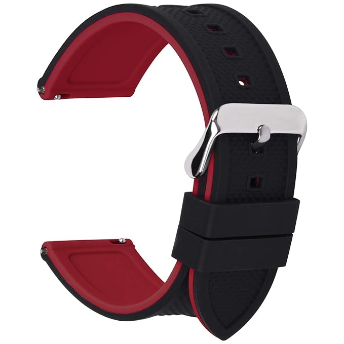 Fullmosa Silikon Uhrenarmband 18mm 20mm 22mm 24mm mit Schnellverschluss in 8 Farben, Regenbogen Weich Silikon Uhrenarmband mi