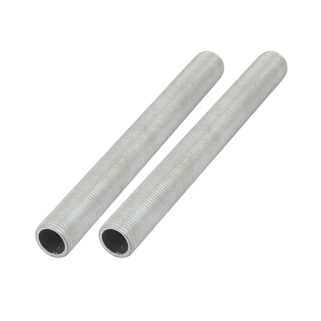 Sourcingmap Lamp Pipe Nipple, M12 Thread 110mm Length Hollow Lamps Repair Part Hardware for Lamp Lights, Zinc Alloy Silver Tone, Pack of 2