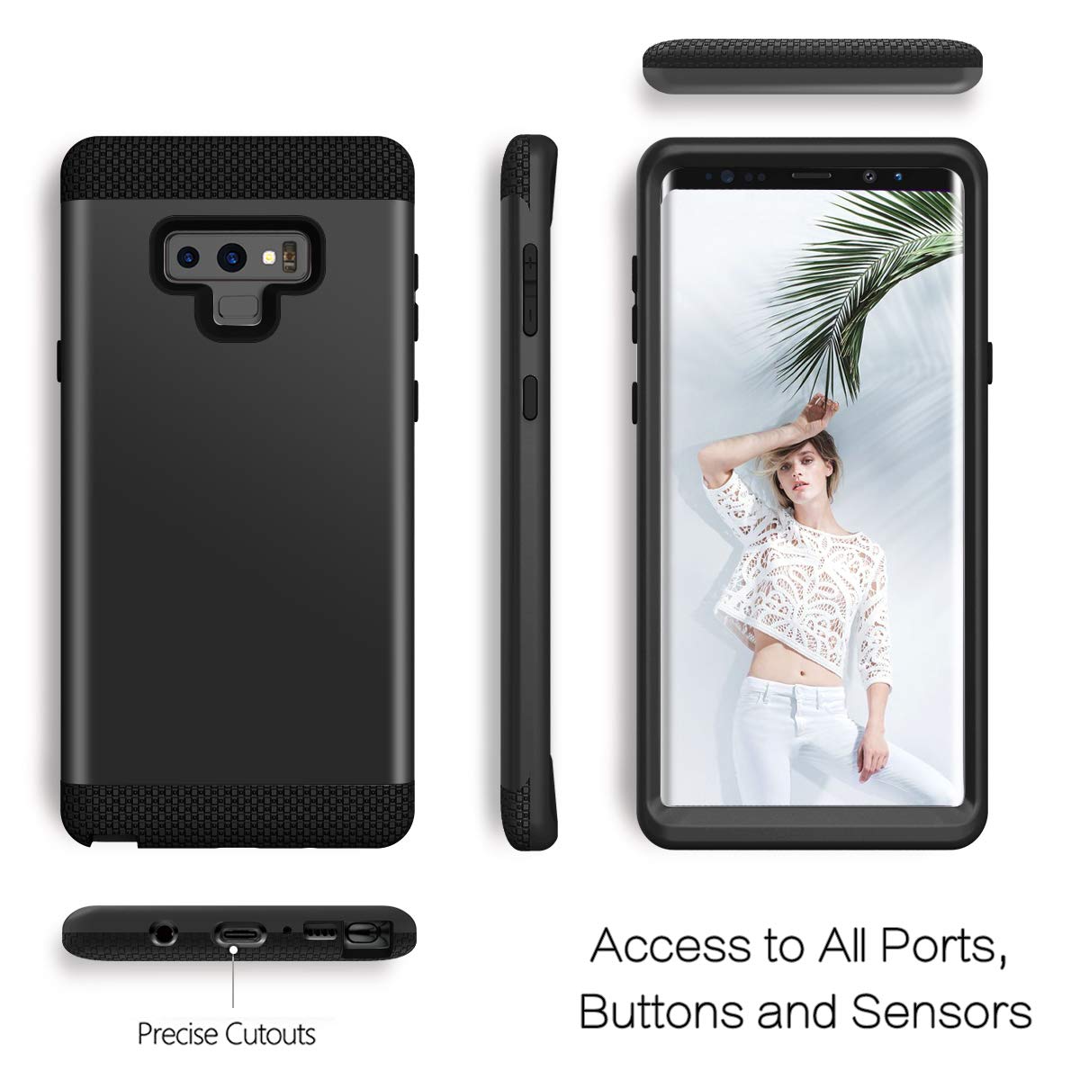 SHUANGFANG Samsung Galaxy Note 9 Protective Case,Defender Full Body Protection Rugged case Galaxy Note 9 (2018) (Note9 H Black)