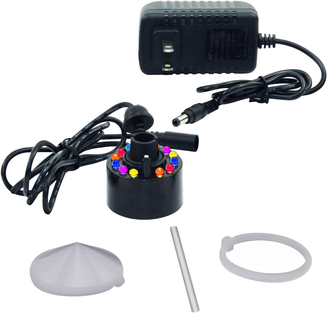 Indoor Fountains & Accessories - YXGOOD Halloween Party Mist Maker,Ultrasonic Mist Maker Fogger with Waterproof Frame 12 LED Red Yellow and Blue Light Flashes