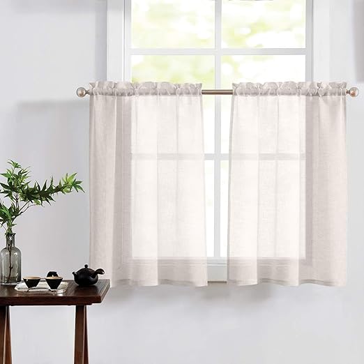 Amazon Com Fragrantex Linen Kitchen Curtains For Small Windows