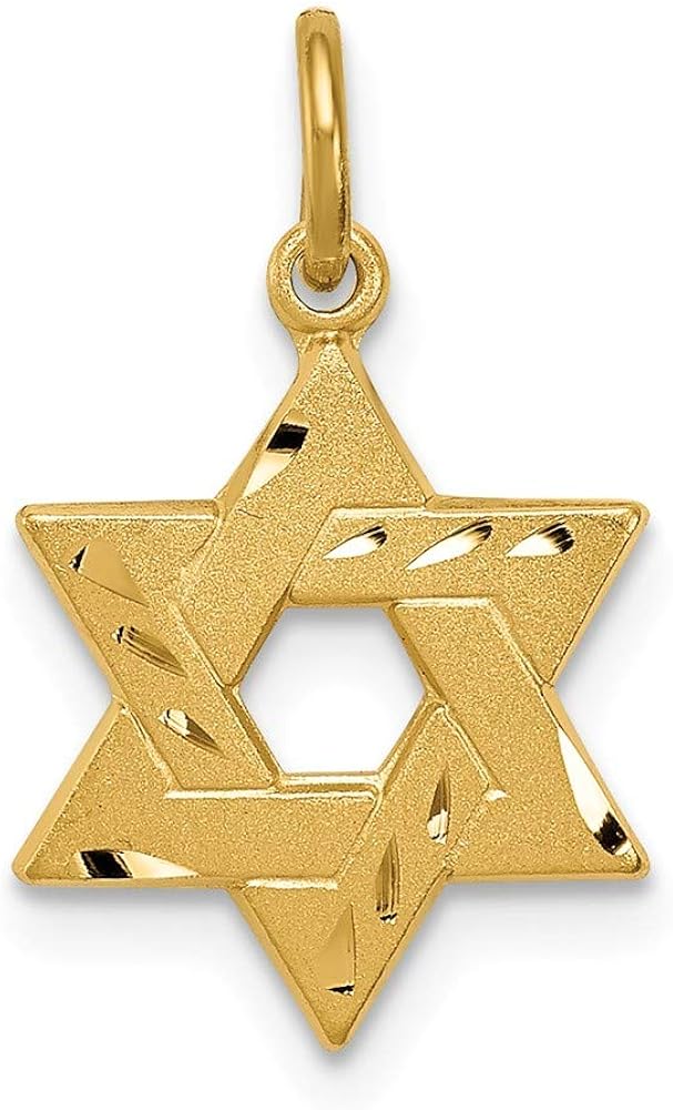 925 Sterling Silver Gold Tone Engraved Small Jewish Star