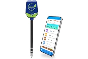 YINMIK pH Moisture Meter Smart Soil Test Kit Garden pH Meter Hygrometer pH Conductivity Meter for Hydroponic 8 in 1 Farm pH Moisture pH Moisture EC Fertility Salt Sunlight Air Humidity Temp Tester